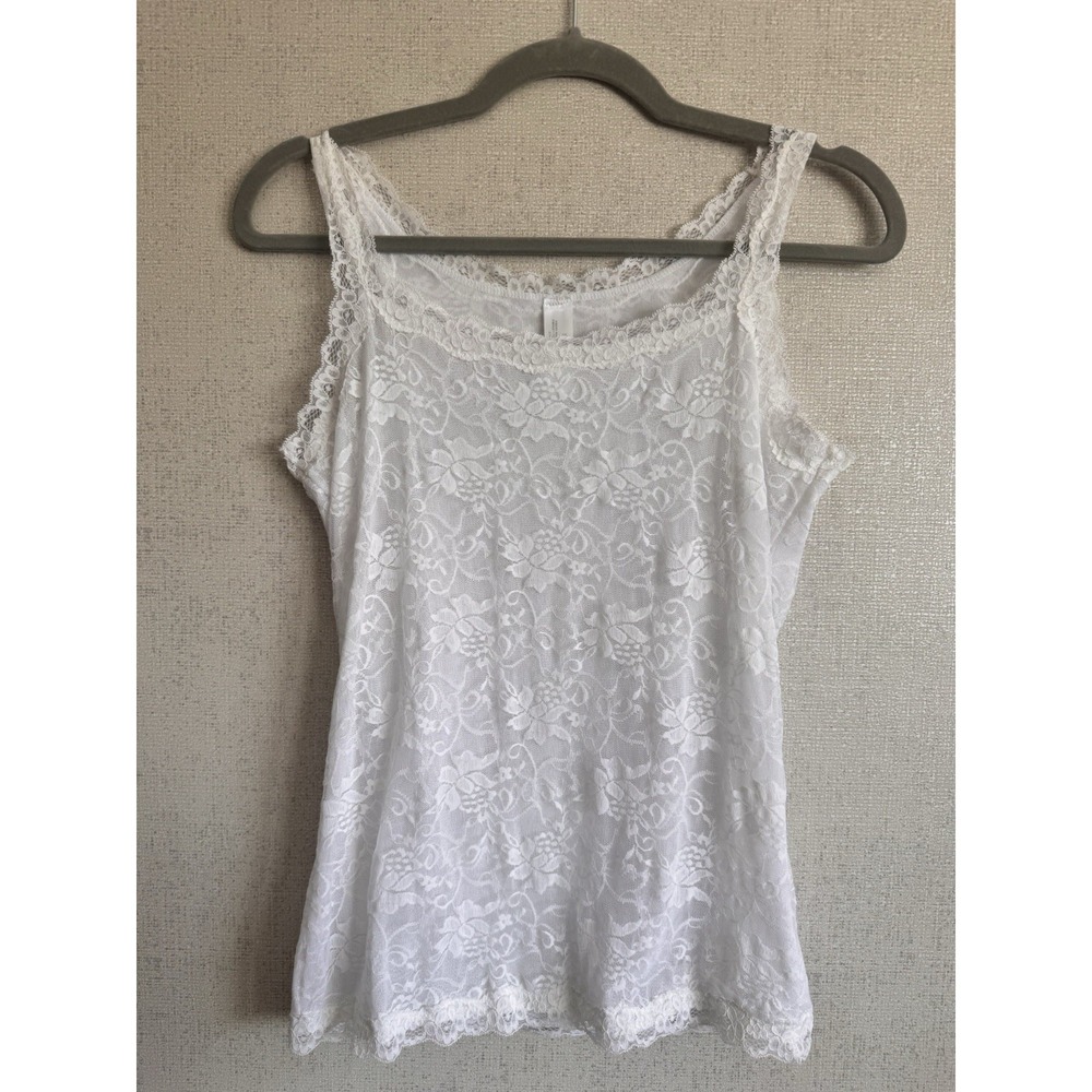 Hanky Panky Basic Floral Lace Camisole size M White Garnett Hill Top